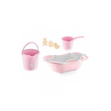 BABYJEM Set za Kupanje Bebe (kadica, podloga, sunđer, bokal, kofica) - Roze